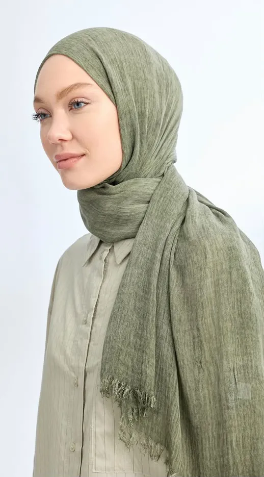 ORGANIC TOUCHE VİSKOZ ŞAL KETEN YEŞİLİ