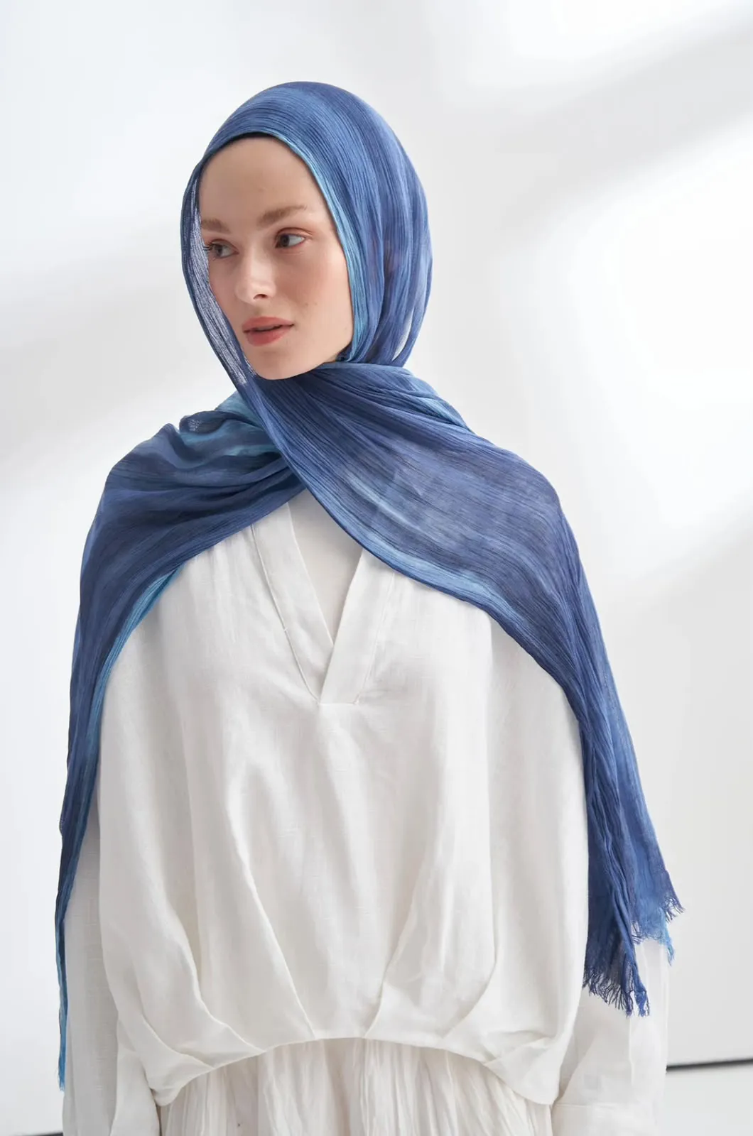 ORGANIC TOUCHE VİSKON BELEND DESEN ŞAL LACİVERT BEBE MAVİSİ