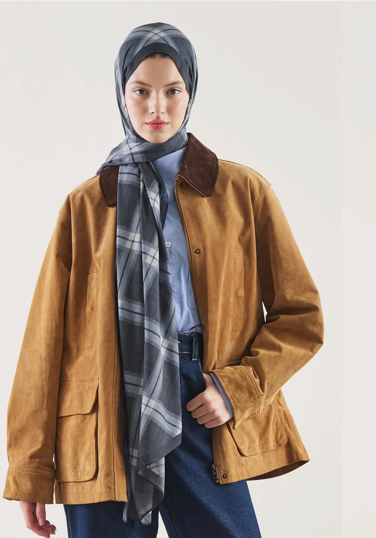 Plaid Desen Rami Şal Lacivert