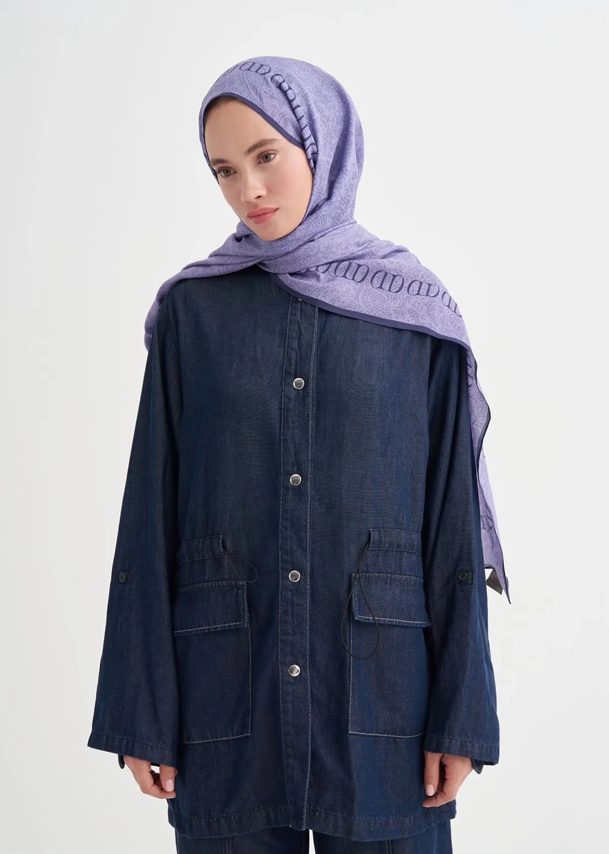 Elenora Monogram Floş Şal Lila