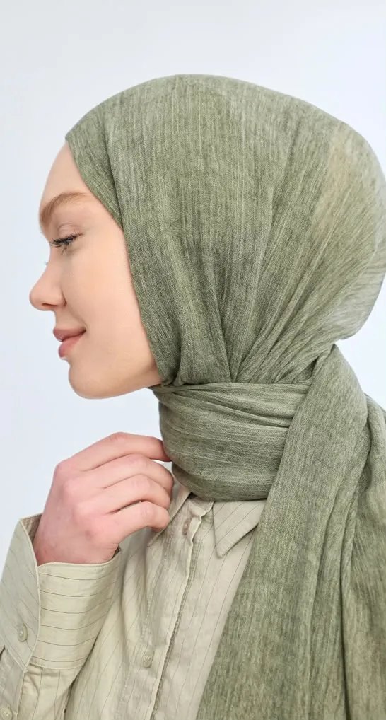 ORGANIC TOUCHE VİSKOZ ŞAL KETEN YEŞİLİ