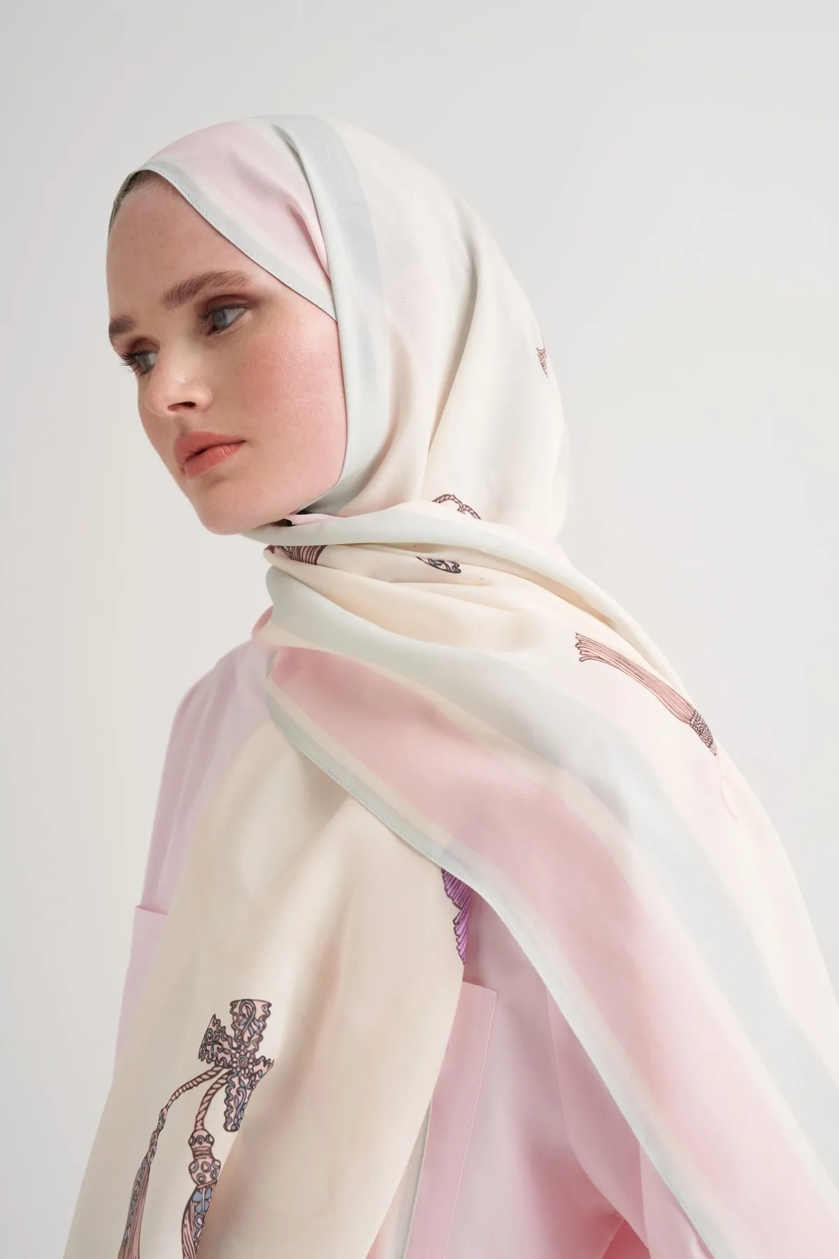Carell Tassel Floş Şal Ekru