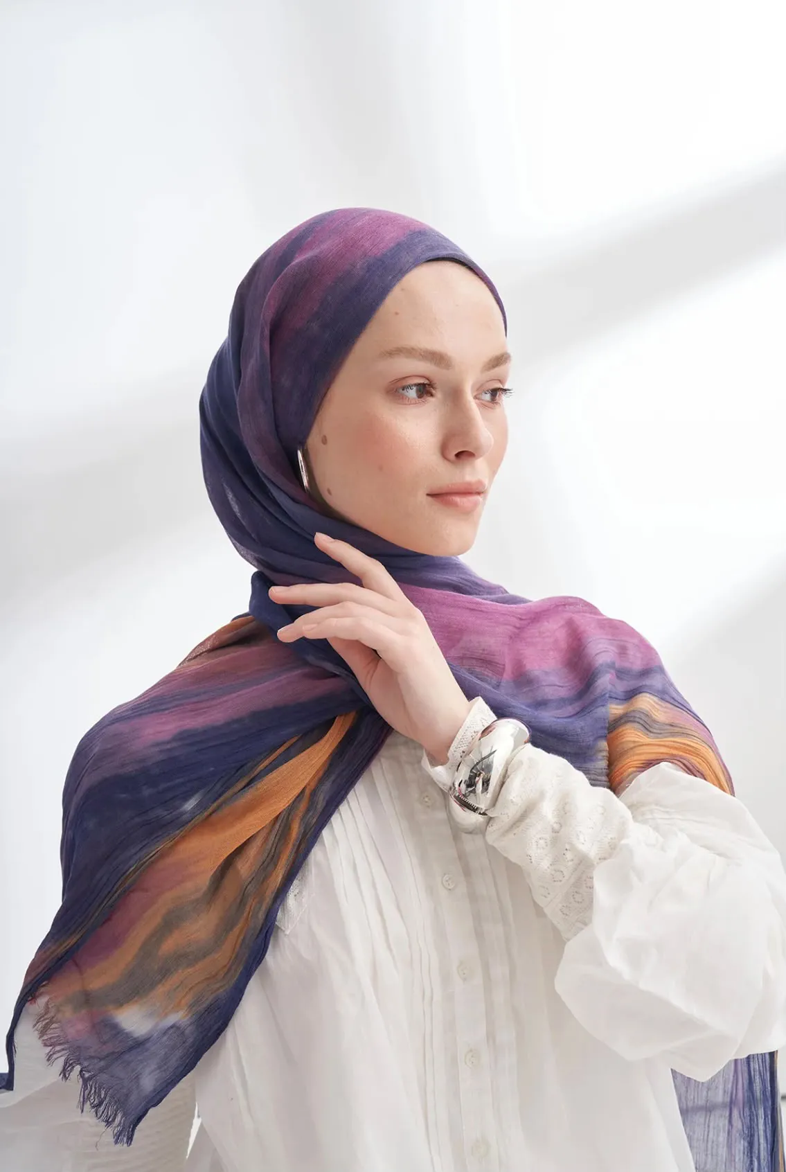 ORGANIC TOUCHE VİSKON BELEND DESEN ŞAL MÜRDÜM