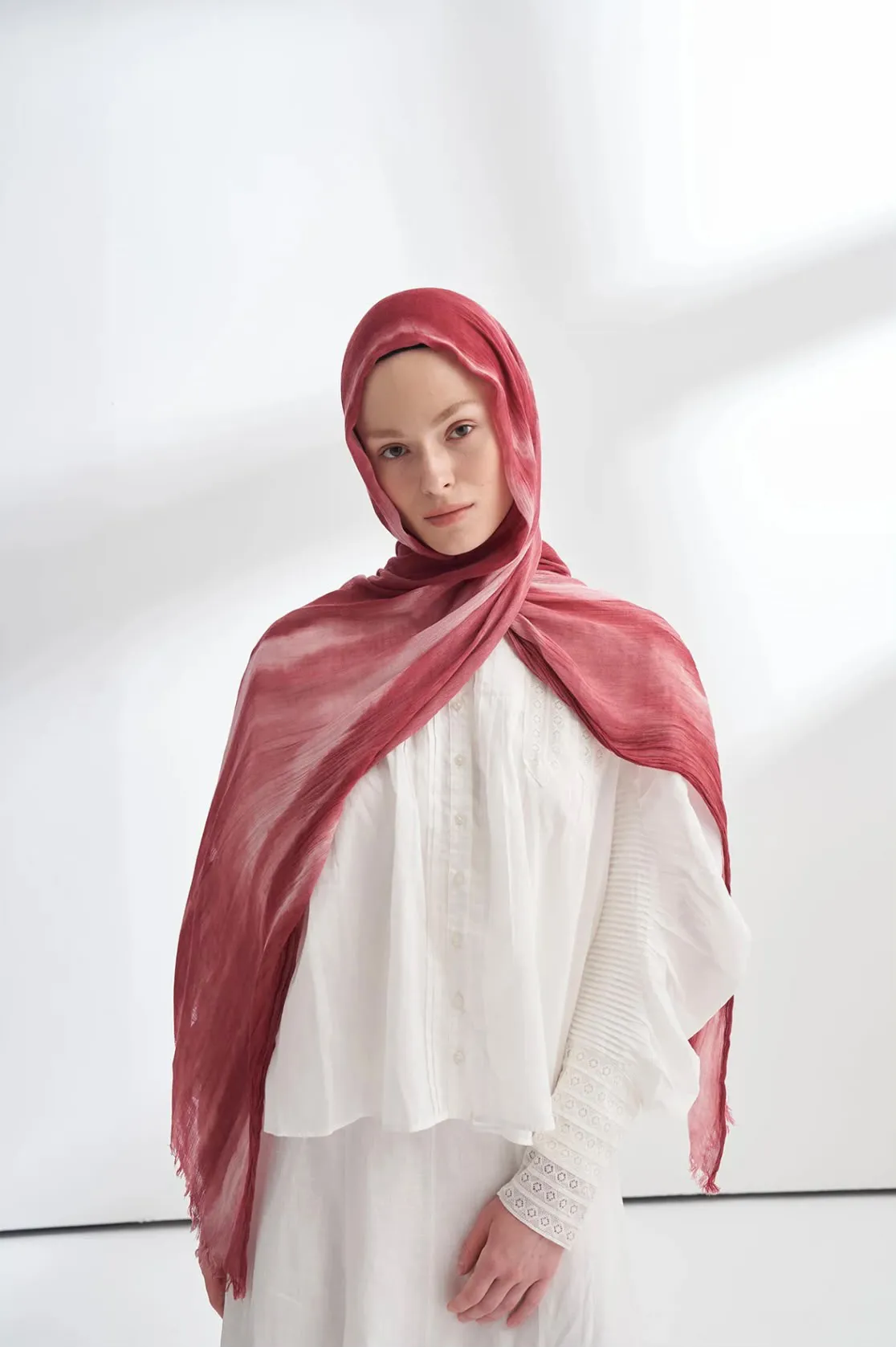 ORGANIC TOUCHE VİSKON BELEND DESEN ŞAL BORDO