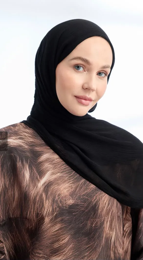 ORGANIC TOUCHE VİSKOZ ŞAL SİYAH