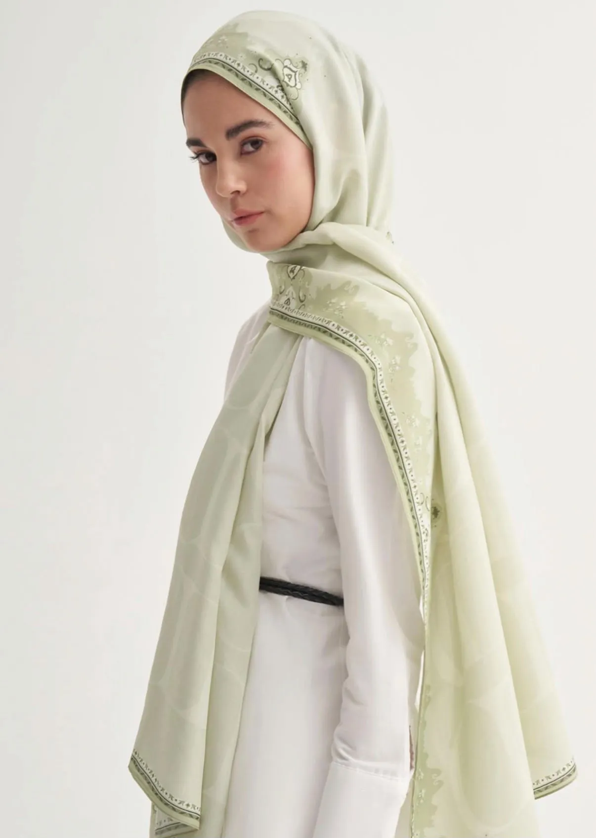 Luxe Monogram Floş Şal Soft Yeşil