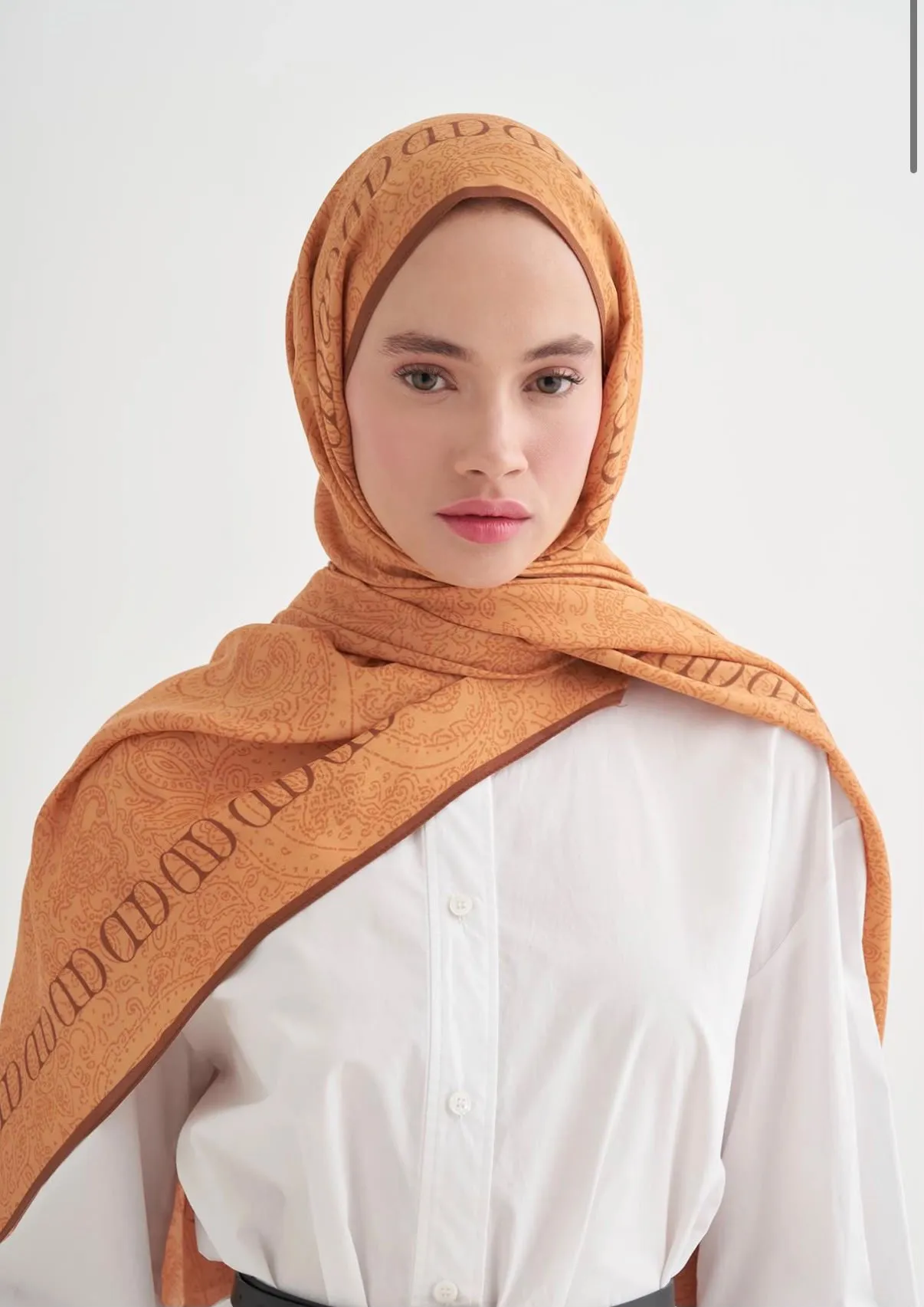 Elenora Monogram Floş Şal Turuncu