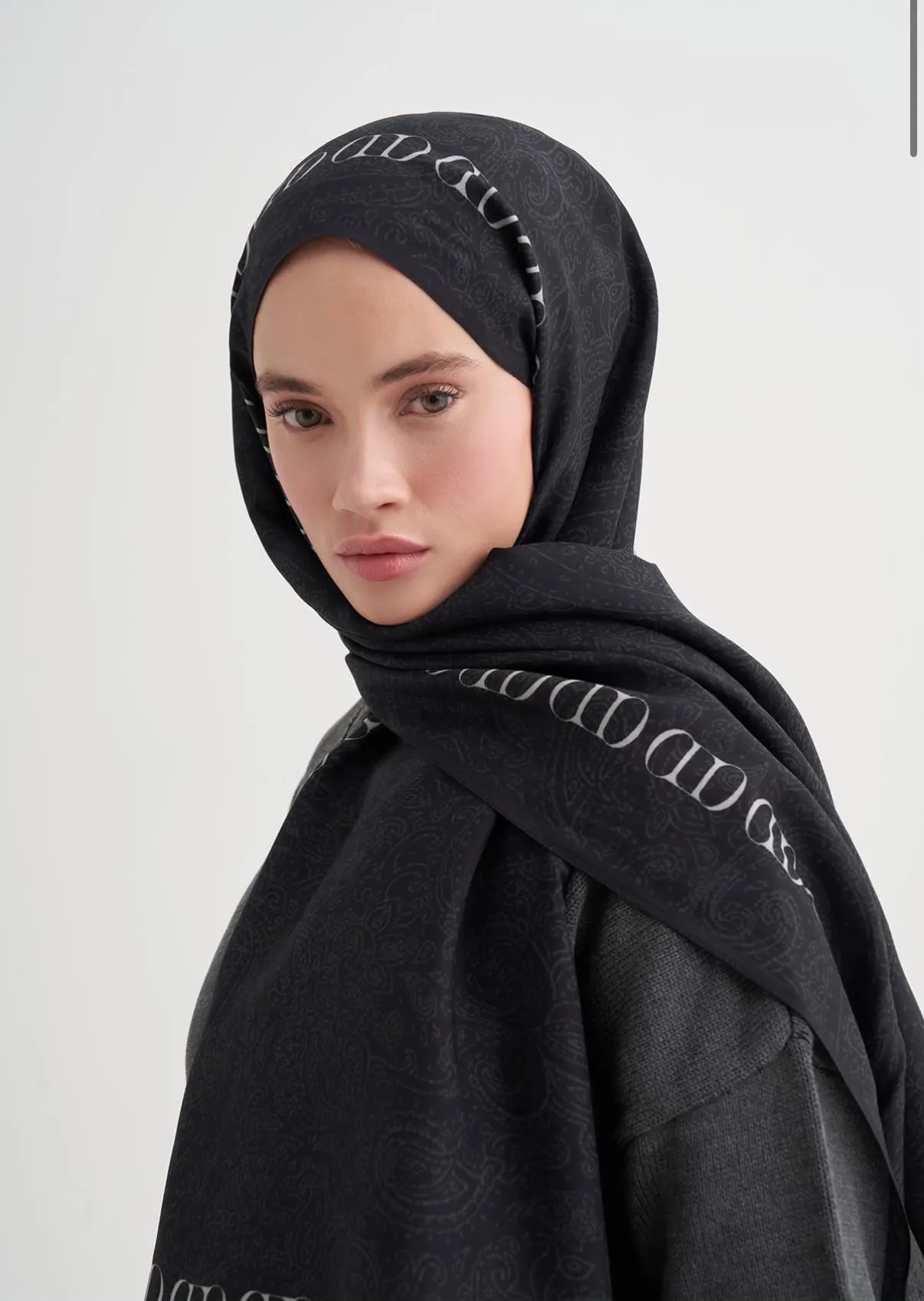 Elenora Monogram Floş Şal Siyah