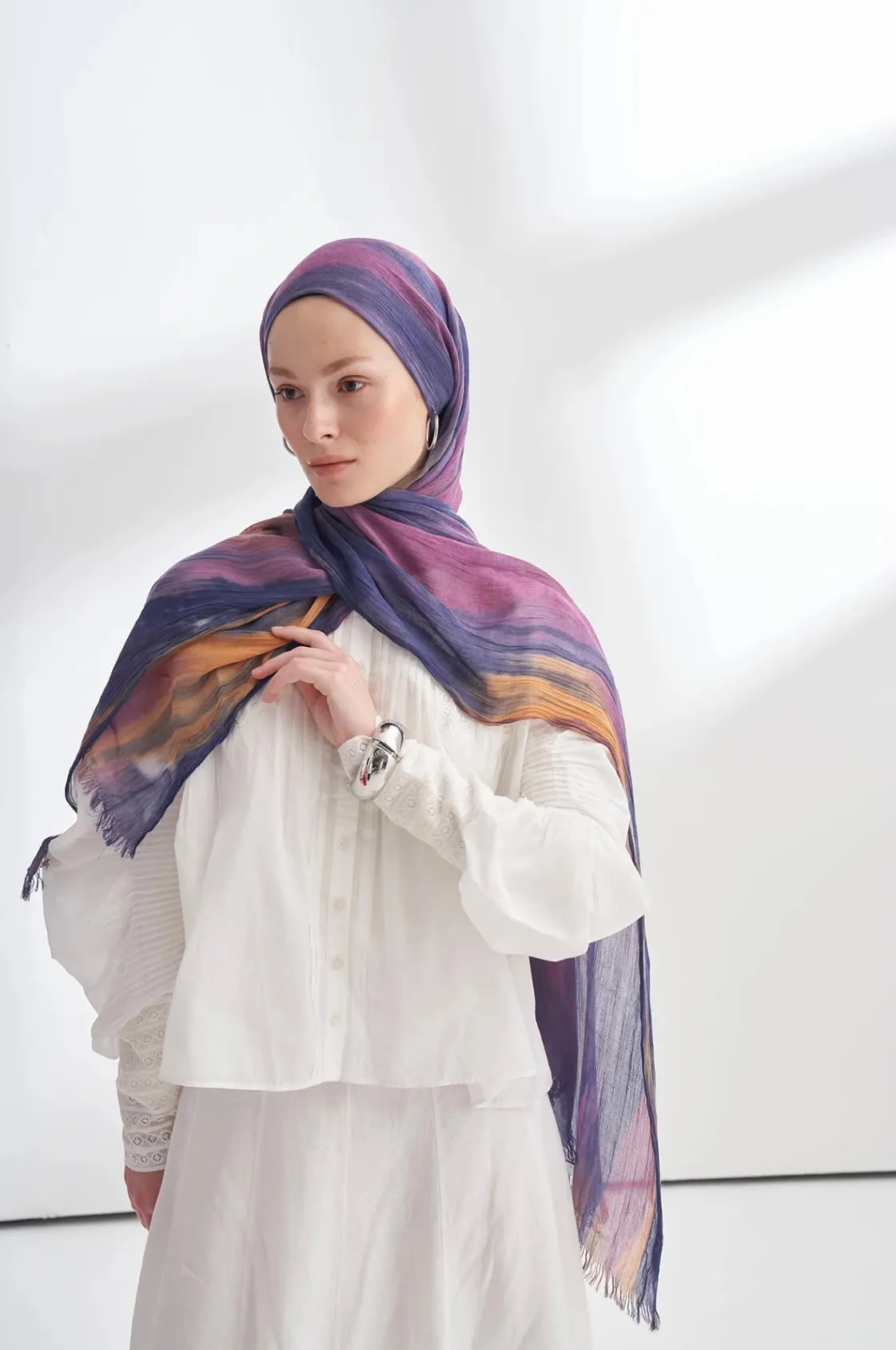 ORGANIC TOUCHE VİSKON BELEND DESEN ŞAL MÜRDÜM