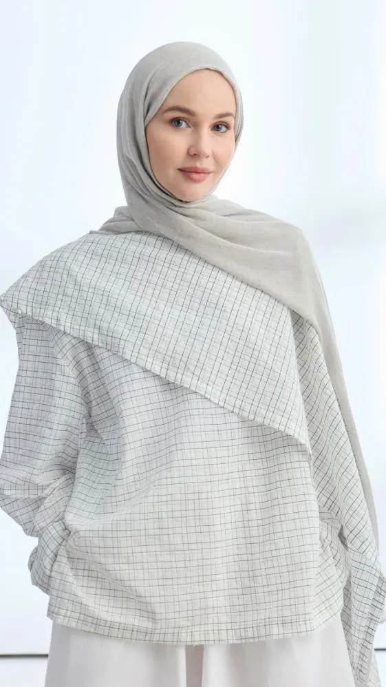 ORGANIC TOUCHE VİSKOZ ŞAL GÜMÜŞ - House of Hijab