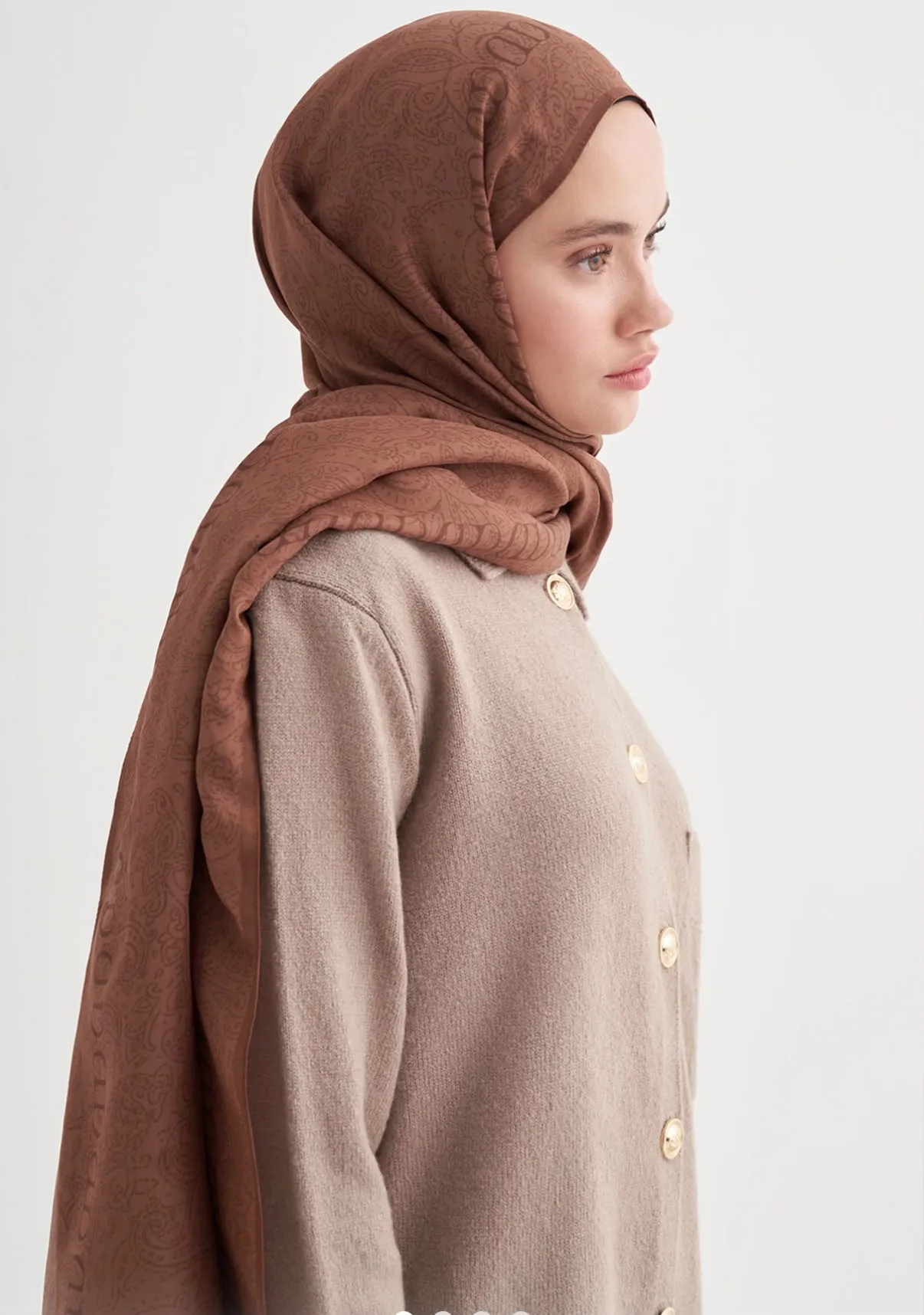Elenora Monogram Floş Şal Taba