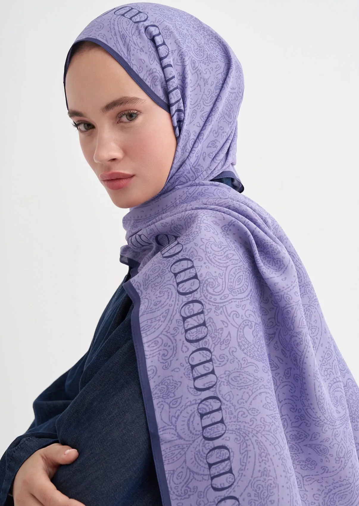 Elenora Monogram Floş Şal Lila