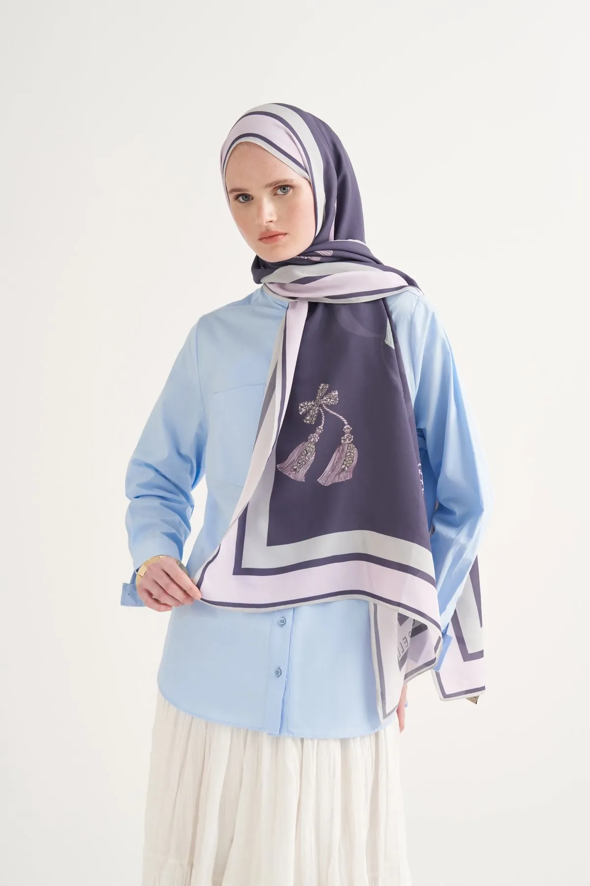 Carell Tassel Floş Şal Morcivert