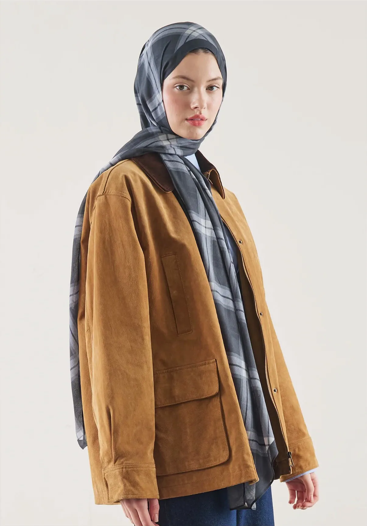 Plaid Desen Rami Şal Lacivert