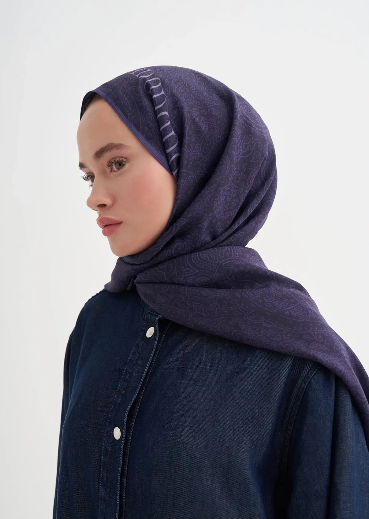 Elenora Monogram Floş Şal Morcivert